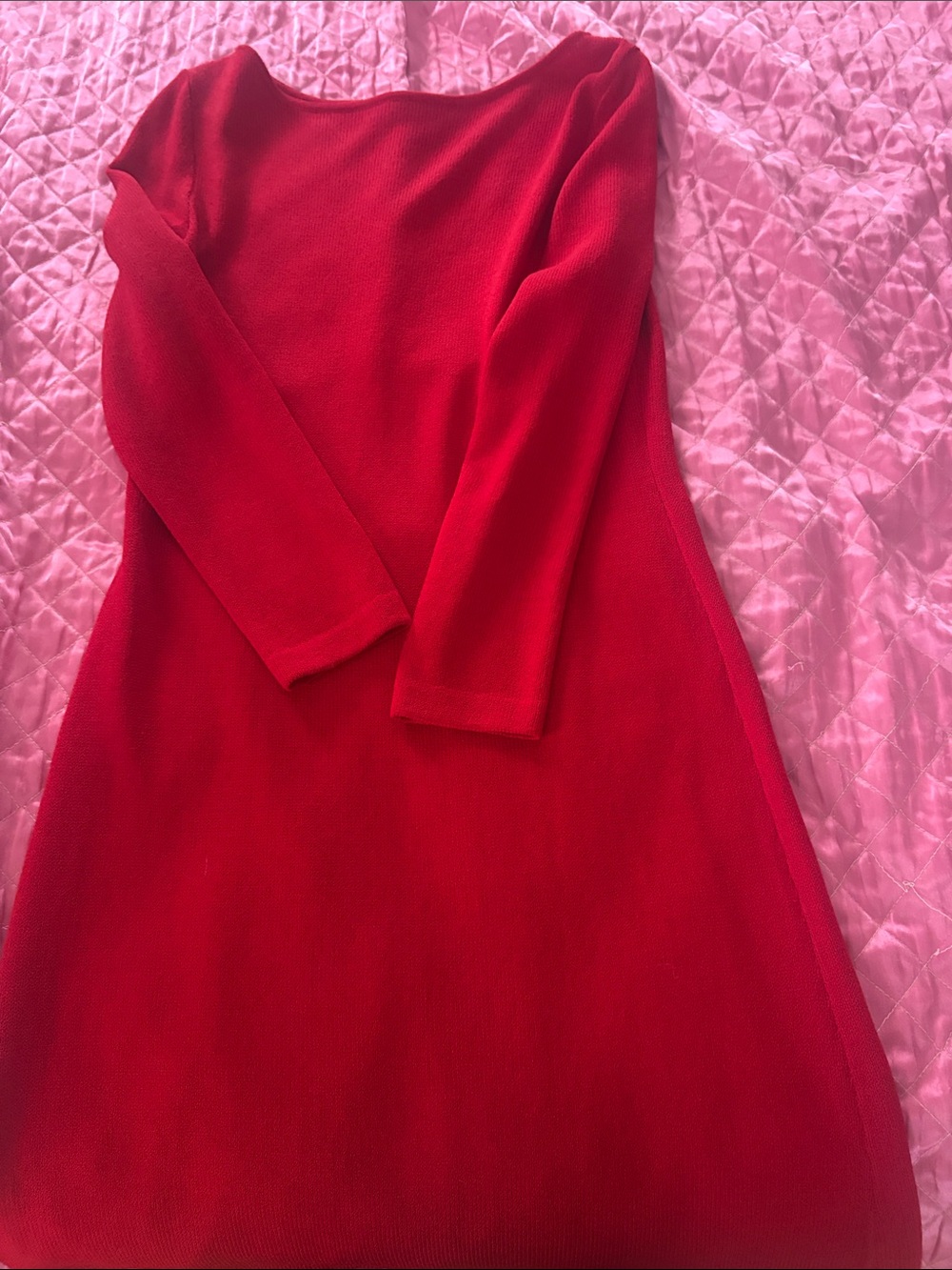 St. John Collection Red Crewneck Knit Dress